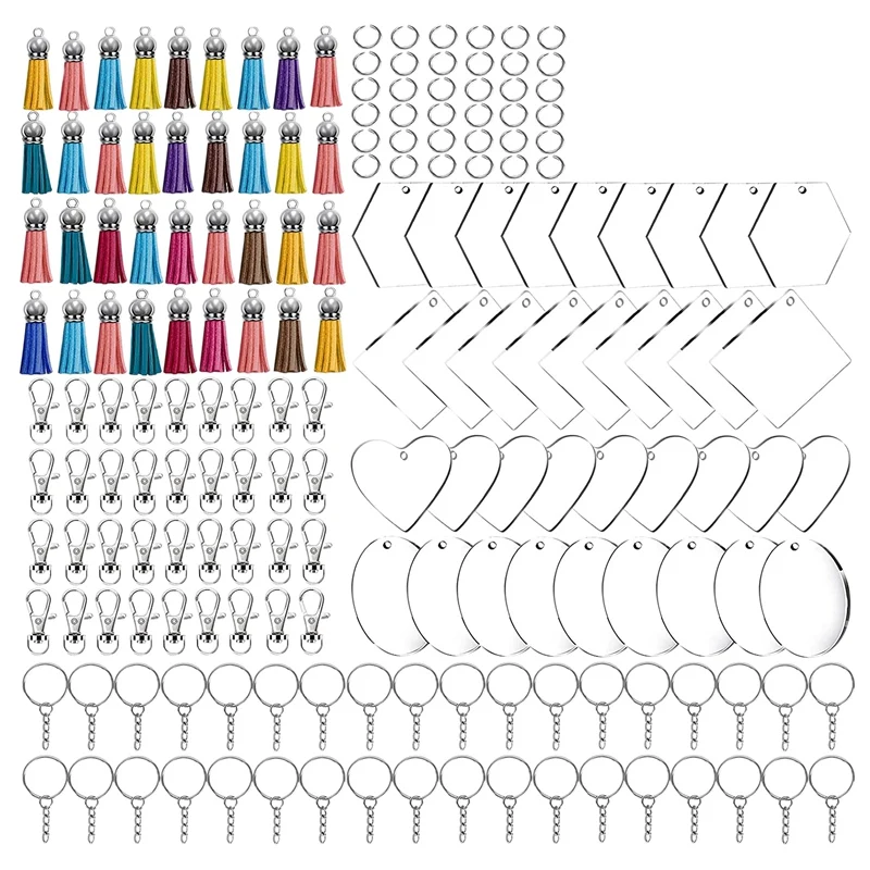 200Pcs Acrylic Keychain Blanks with Tassels Kit, Key Chain Embryo Accessories, For DIY Projects & Crafts
200Pcs Acrylic Keychain Blanks with Tassels Kit, Key Chain Embryo Accessories, For DIY Projects & Crafts