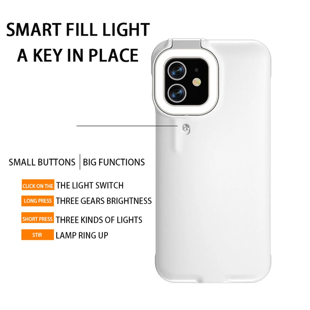 Ring Flash Mobile Phone Case Is for Iphone 12 Pro Max Three-speed Fill Light Mobile Phone Case Selfie Beauty Protection Case
Ring Flash Mobile Phone Case Is for Iphone 12 Pro Max Three-speed Fill Light Mobile Phone Case Selfie Beauty Protection Case