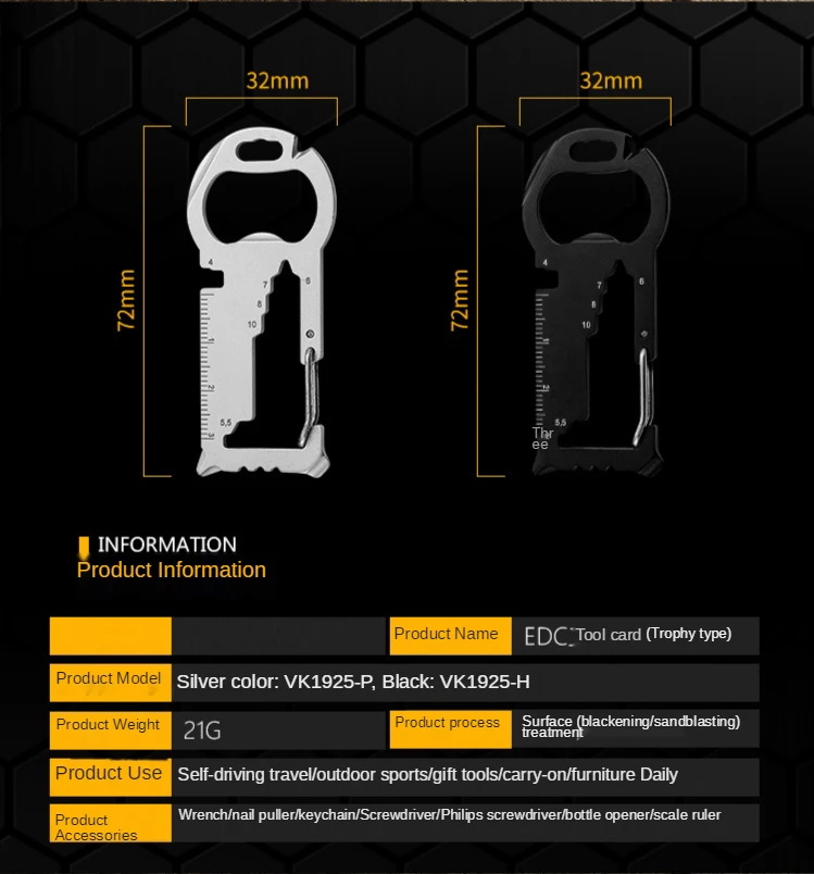 New Outdoor Tools Carabiner Clip Bottle Opener Keychain Ring Climbing Accessories Stainless Steel EDC Card Multifunction Tool
New Outdoor Tools Carabiner Clip Bottle Opener Keychain Ring Climbing Accessories Stainless Steel EDC Card Multifunction Tool