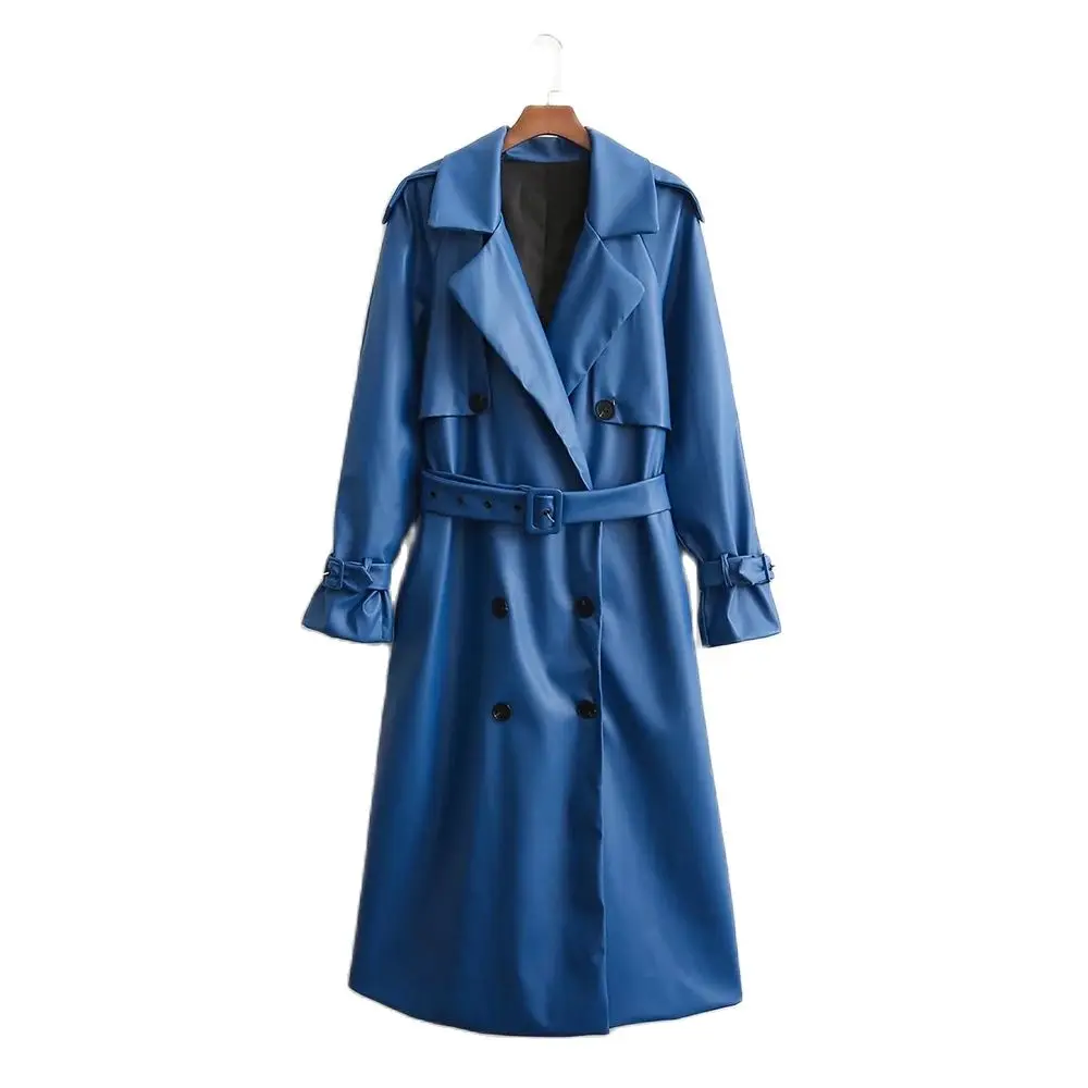BBWM 2021 Women PU Blue Office Lady Trench Coat Female Vintage Streetwear Double Breasted Sashes Casual Slim Fashion Long Top
BBWM 2021 Women PU Blue Office Lady Trench Coat Female Vintage Streetwear Double Breasted Sashes Casual Slim Fashion Long Top