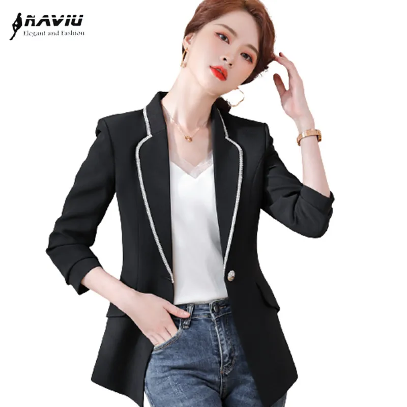 Black White Blazer Women 2021 New Fashion Temperament Business Formal Long Sleeve Slim Jacket Office Ladies Work Coat
Black White Blazer Women 2021 New Fashion Temperament Business Formal Long Sleeve Slim Jacket Office Ladies Work Coat