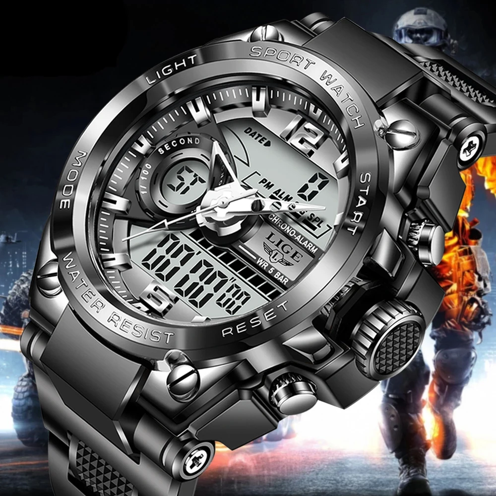 Relogio Masculino 2021 LIGE Sport Men Quartz Digital Watch Creative Diving Watches Men Waterproof Alarm Watch Dual Display Clock
Relogio Masculino 2021 LIGE Sport Men Quartz Digital Watch Creative Diving Watches Men Waterproof Alarm Watch Dual Display Clock