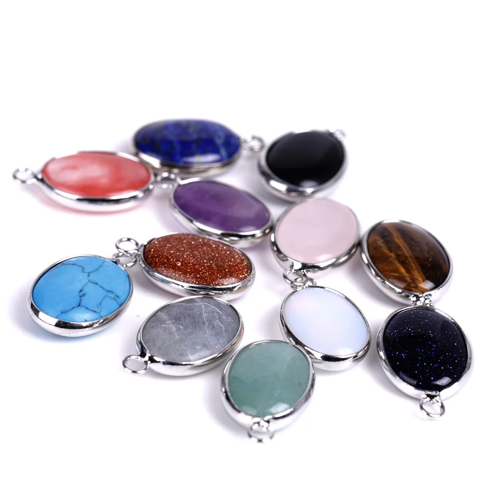 10pcs 13x18mm Silver Plated Wrapped Color Crystal Stone Oval Pendant for DIY Dangle Earrings Necklace Bracelet Jewelry Making
10pcs 13x18mm Silver Plated Wrapped Color Crystal Stone Oval Pendant for DIY Dangle Earrings Necklace Bracelet Jewelry Making