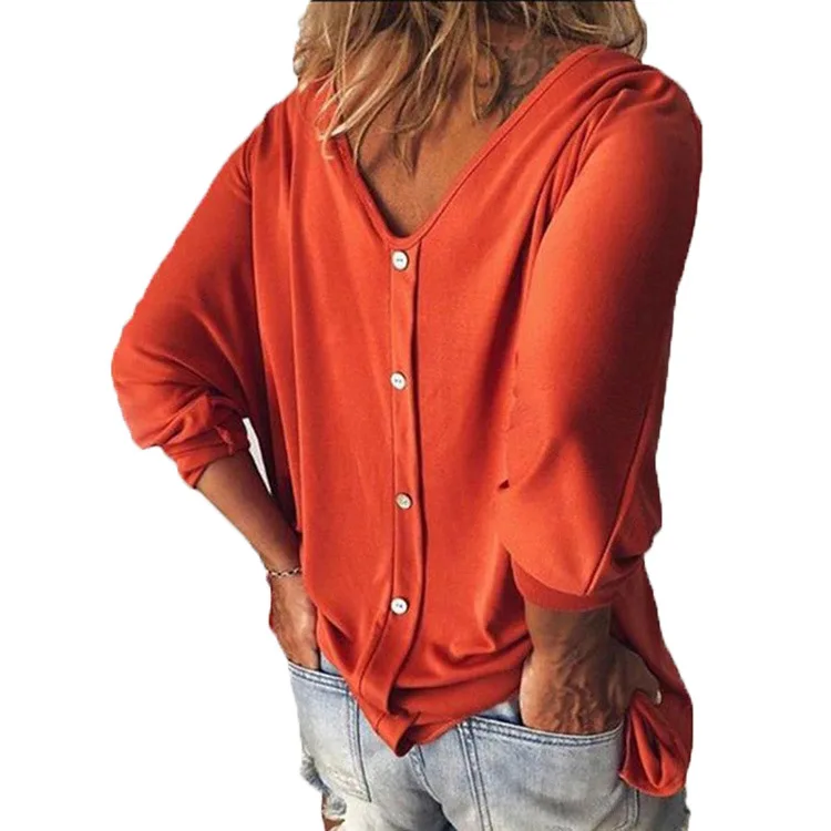 NewEuropean And American Cross-border Women's V-neck Bats Three-quarter Sleeves Back Button T-shirt Female Tops In Stock V-Neck
NewEuropean And American Cross-border Women's V-neck Bats Three-quarter Sleeves Back Button T-shirt Female Tops In Stock V-Neck