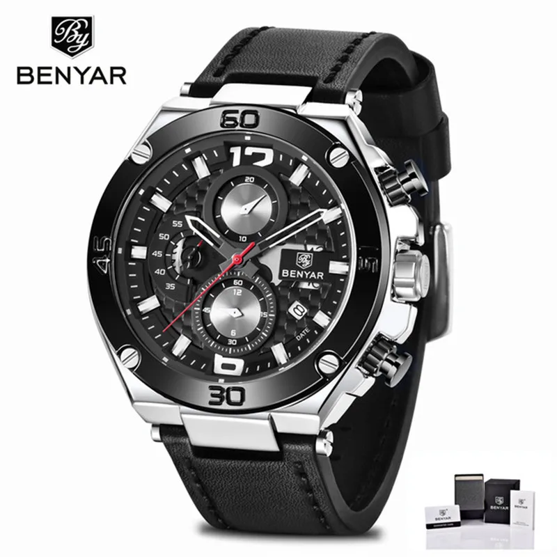 BENYAR Top Brand Men's Fashion Leather Timetry Watch Sports Quartz Automatic Date Waterproof Men Watch relogio masculino
BENYAR Top Brand Men's Fashion Leather Timetry Watch Sports Quartz Automatic Date Waterproof Men Watch relogio masculino