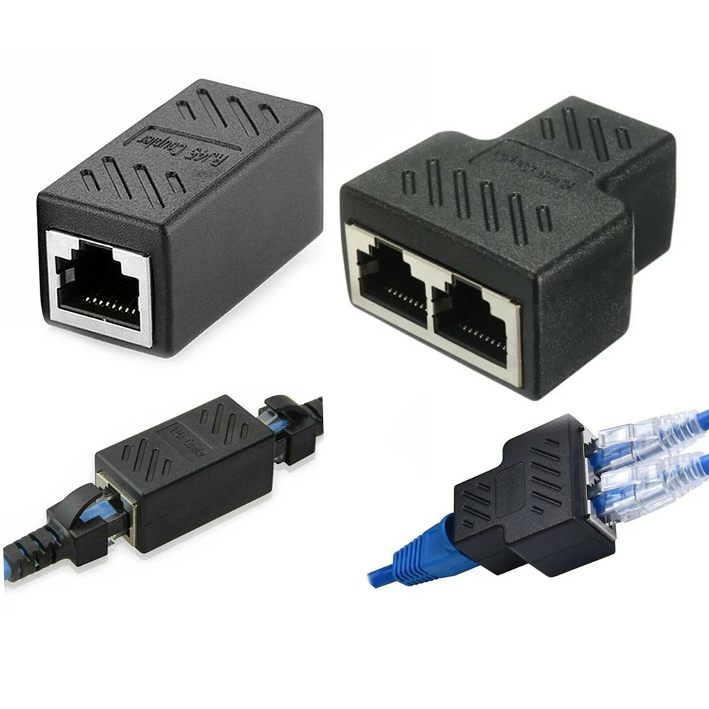 

RJ45 Splitter LAN Modular Plug Ethernet Cable Extender Network Connector 1 To 2 Ways Female Docking Plug RJ45 Splitter Adapters