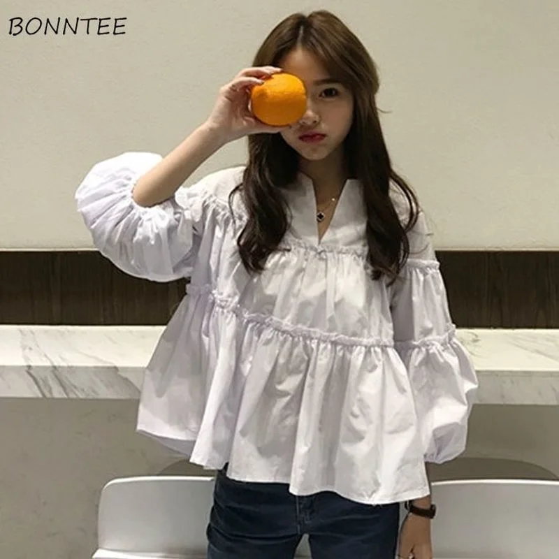 Blouses Women Patchwork Solid Design Full Puff Sleeve Girlish All-match Casual Loose Retro Korean Style Preppy Spring S-3xl Chic
Blouses Women Patchwork Solid Design Full Puff Sleeve Girlish All-match Casual Loose Retro Korean Style Preppy Spring S-3xl Chic