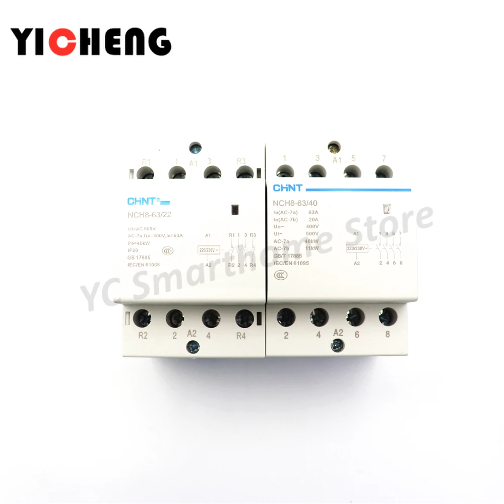 1Pcs Chint household small AC contactor NCH8 single-phase 220V / 24V rail type 40A/63A 4P
1Pcs Chint household small AC contactor NCH8 single-phase 220V / 24V rail type 40A/63A 4P