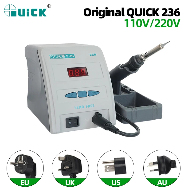 

QUICK 236 110/220V 90W ESD Safe LEAD-Free Soldering Station Adjustable Temperature Welding Soldering Iron BGA Rework Station