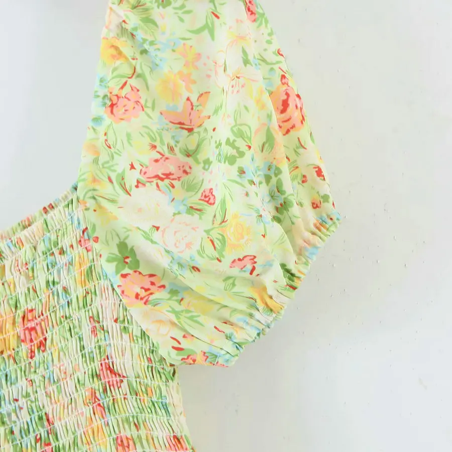 Summer Women Holiday Dresses Green Floral Puff Short Sleeve Slash Neck Shirring Contrast Lace Calf Length One Piece Casual Robe
Summer Women Holiday Dresses Green Floral Puff Short Sleeve Slash Neck Shirring Contrast Lace Calf Length One Piece Casual Robe