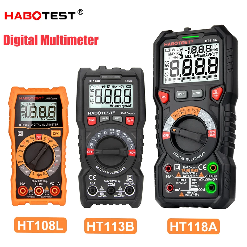 Digital Multimeter HABOTEST Voltage Current Tester Professional Automotive Multimeter High Accuracy Ohm Hz Capacitance Meter
Digital Multimeter HABOTEST Voltage Current Tester Professional Automotive Multimeter High Accuracy Ohm Hz Capacitance Meter
