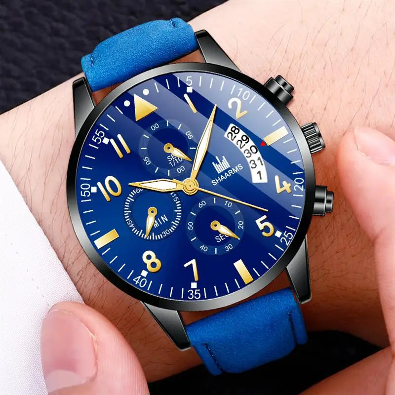 Fashion Men Black Watch Leather Band Casual Watches Stainless Steel Analog Quartz Date Wristwatch Man Luxury Clock 2019 | Наручные часы