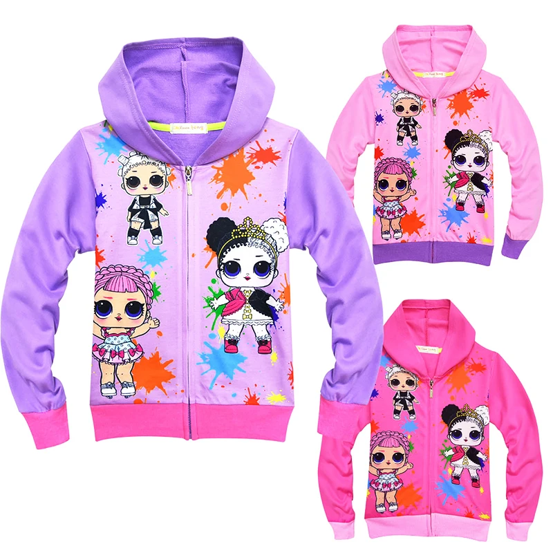 2019 LOL Surprise Doll Cartoon Pattern Autumn Thin Girls Hoodie Cardigan Print Jacket Three-color Cuffs Contrast Color Coat 2Q04
2019 LOL Surprise Doll Cartoon Pattern Autumn Thin Girls Hoodie Cardigan Print Jacket Three-color Cuffs Contrast Color Coat 2Q04