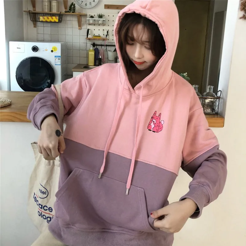 2020 Winter Fleece Pullover Cartoon Print Harajuku Hoodies Women Color Matching Loose Casual Long Sleeve Hooded Sweatshirt
2020 Winter Fleece Pullover Cartoon Print Harajuku Hoodies Women Color Matching Loose Casual Long Sleeve Hooded Sweatshirt