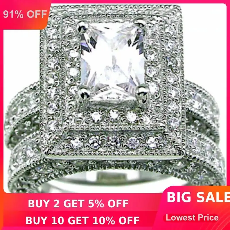 choucong Vintage 2-in-1 Engagement Band 139pcs Stone 5A Zircon stone 14KT White Gold Filled Wedding Ring Set Sz 5-11
choucong Vintage 2-in-1 Engagement Band 139pcs Stone 5A Zircon stone 14KT White Gold Filled Wedding Ring Set Sz 5-11