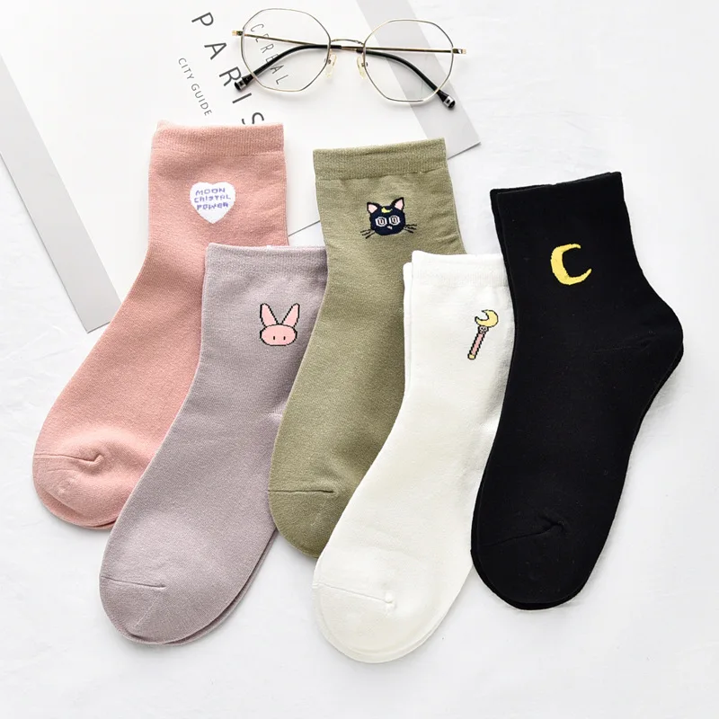 Q Creative High Quality Fashion Women Socks Korean Cotton Breathable Pure Colors Cute Cat Moon Mid Tube Harajuku Sock
Q Creative High Quality Fashion Women Socks Korean Cotton Breathable Pure Colors Cute Cat Moon Mid Tube Harajuku Sock