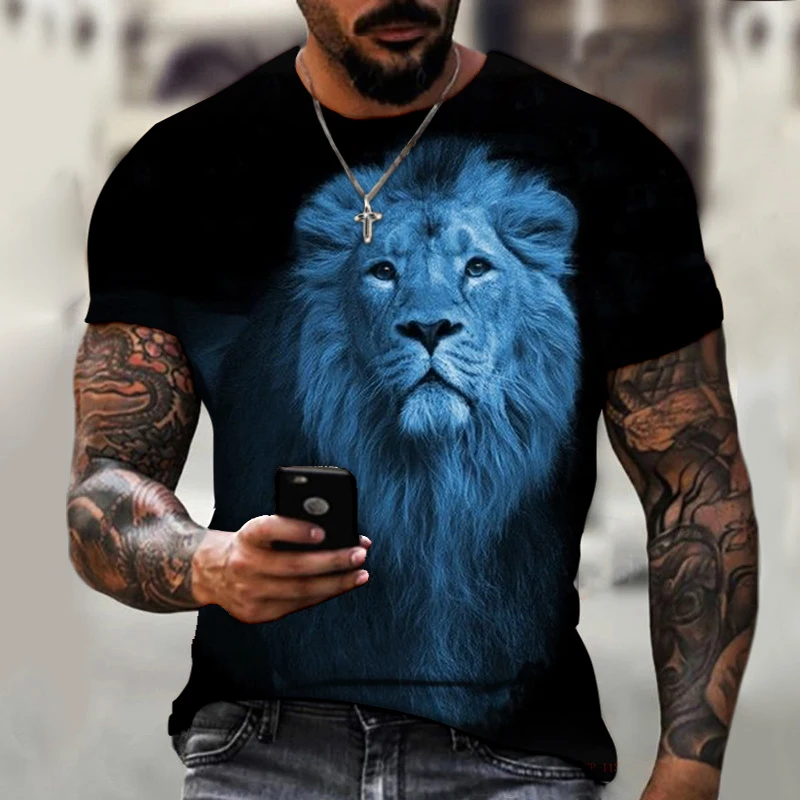 Animal Blue Lion 3D Printing Men's T-shirt Large Size Top Round Neck Short Sleeve Harajuku Style Summer T-shirt
Animal Blue Lion 3D Printing Men's T-shirt Large Size Top Round Neck Short Sleeve Harajuku Style Summer T-shirt