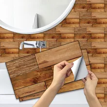 Wood Grain Matte Tile Self-adhesive PVC Wall Sticker Kitchen Bathroom Veranda Floor WC Waterproof Home Decor Art Mural Wallpaper