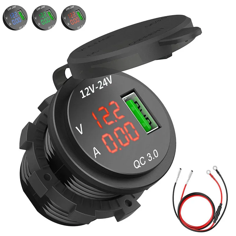 New QC 3.0 USB Charger Socket Power Outlet Digital Voltmeter Ammeter Monitoring For Car Boat Marine Rv Motorcycle
New QC 3.0 USB Charger Socket Power Outlet Digital Voltmeter Ammeter Monitoring For Car Boat Marine Rv Motorcycle