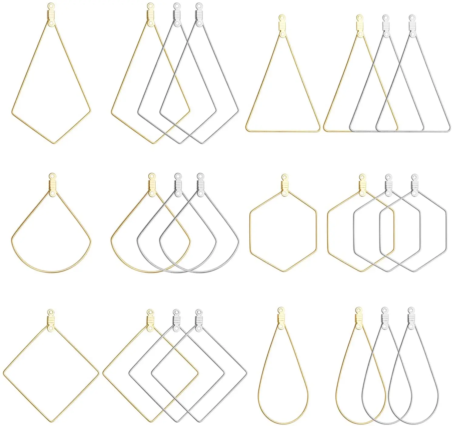 24pcs Stainless Steel Geometric Beading Hoop Earrings Open Bezel Frame Pendants Earring Findings for Earring Making,6 Forms
24pcs Stainless Steel Geometric Beading Hoop Earrings Open Bezel Frame Pendants Earring Findings for Earring Making,6 Forms