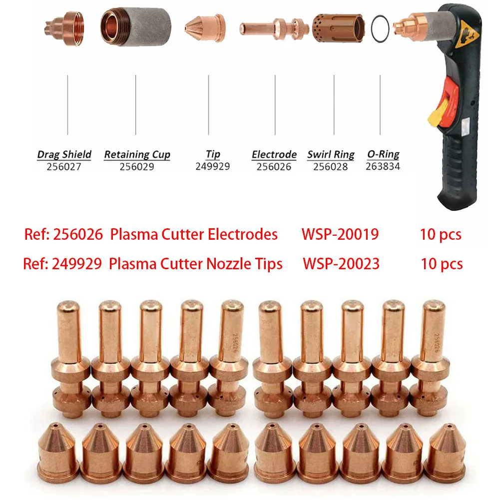 20pcs Electrode 256026 Tip 249929 WSP-20023 For Miller Spectrum 875 Auto-Line Cutter XT60 Torch Plasma Cutting
20pcs Electrode 256026 Tip 249929 WSP-20023 For Miller Spectrum 875 Auto-Line Cutter XT60 Torch Plasma Cutting