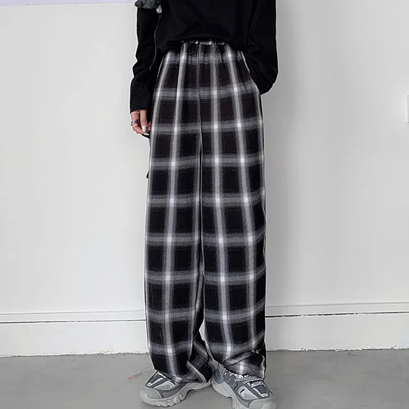 2020 Loose Drawstring Black White Plaid Straight Pants Women Streetwear High Waist Pants Women Fashion Trousers Plus Size L-4XL
2020 Loose Drawstring Black White Plaid Straight Pants Women Streetwear High Waist Pants Women Fashion Trousers Plus Size L-4XL