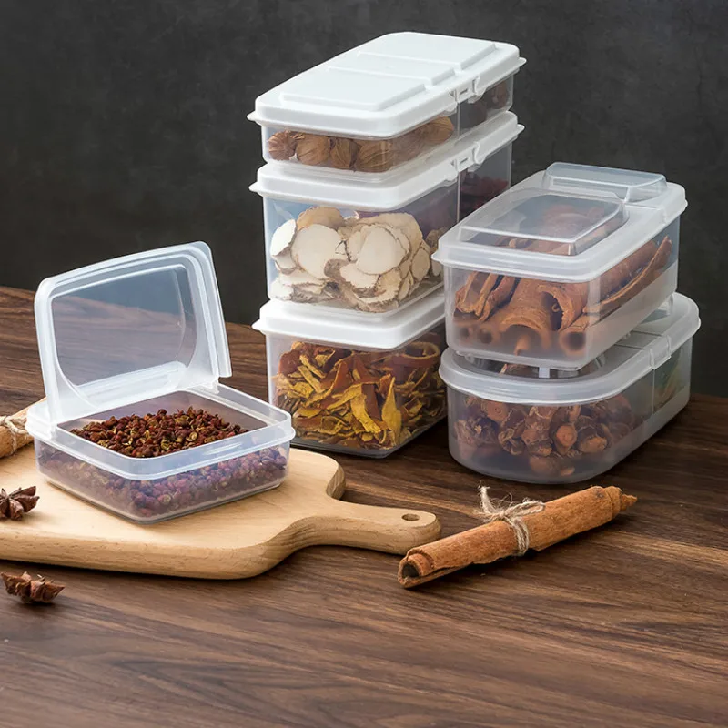 

Plastic Spices Storage Box Eco Friendly Products Lid Weed Tea Box Dry Food Dispenser Pojemniki Kuchenne Kitchen Items DE50SG