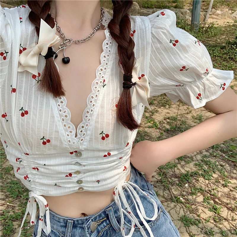 ZAWAHIKI Vintage Elegant Print Blouse Women Summer Sexy V Neck Short Sleeve Drawstring Slim Bodycon Tops Fashion Short Blusas
ZAWAHIKI Vintage Elegant Print Blouse Women Summer Sexy V Neck Short Sleeve Drawstring Slim Bodycon Tops Fashion Short Blusas