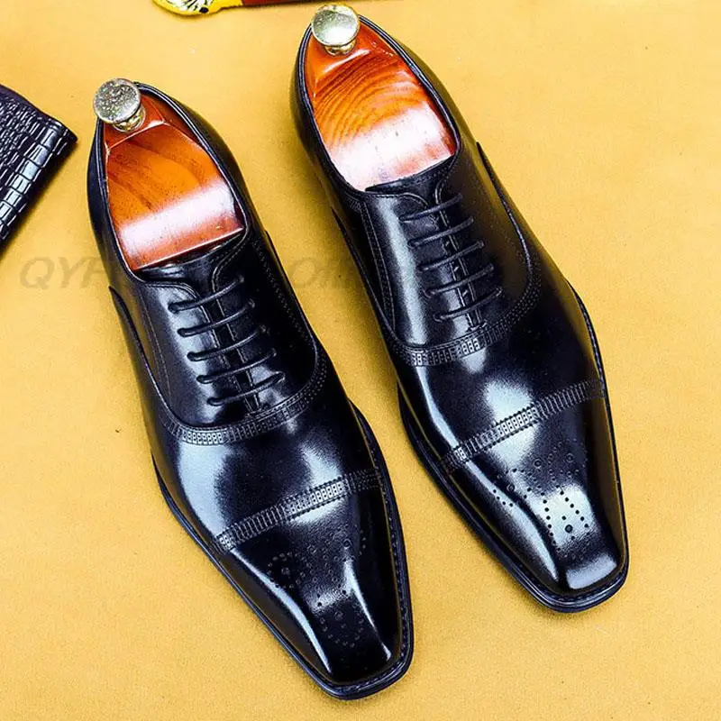 Luxury Lace Up Men Dress Shoes Genuine Calf Leather Oxford Shoes For Men Square Head Brogue Fashion Black Brown Mens Formal Shoe
Luxury Lace Up Men Dress Shoes Genuine Calf Leather Oxford Shoes For Men Square Head Brogue Fashion Black Brown Mens Formal Shoe
