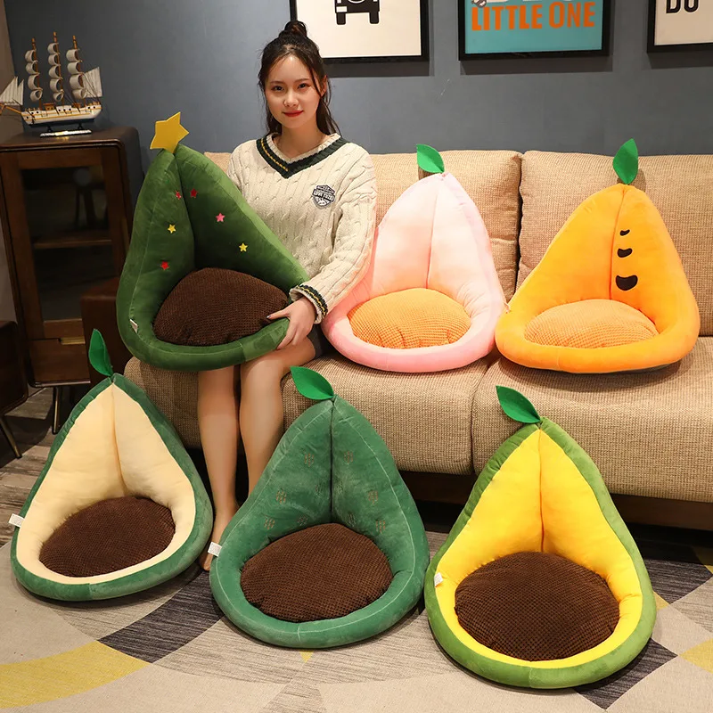 

1pc Kawaii Plush Fruits Cushion Soft Stuffed Cactus Avocado Carrot Pillow Toys Home Decor Chair Seat Floor Cushion Gift For Girl