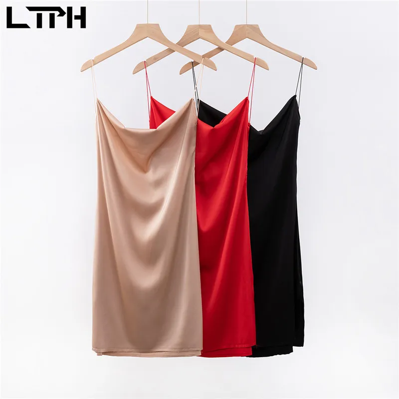 LTPH ins sexy low-cut satin dress women elegant side slit sleeveless Backless camisole short Package hip dresses 2021 summer new 
LTPH ins sexy low-cut satin dress women elegant side slit sleeveless Backless camisole short Package hip dresses 2021 summer new