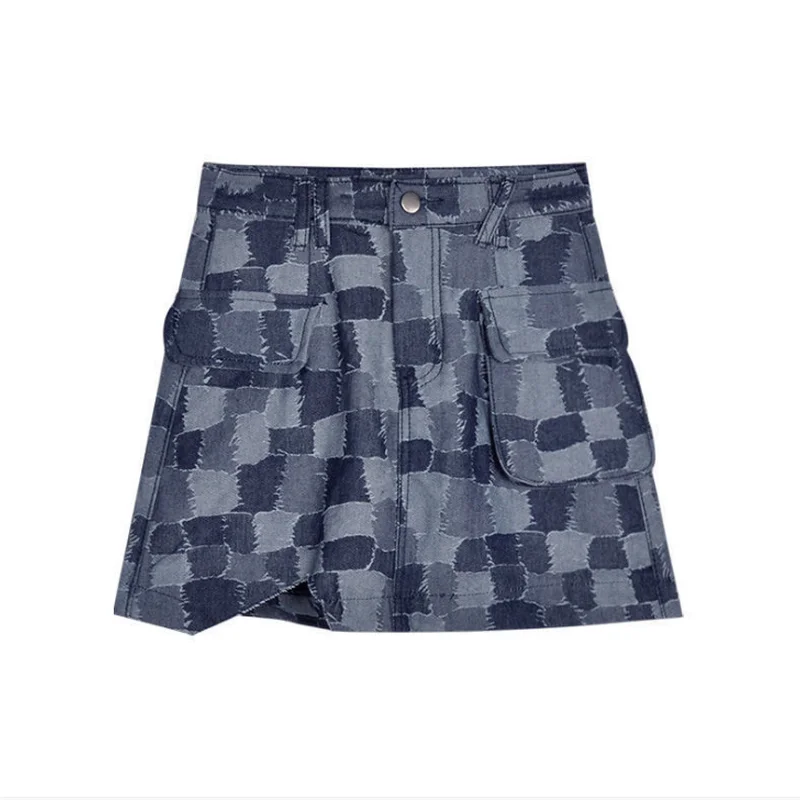 2021 Women Preppy Style High Waist A-Line Skirts All-Match Streetwear Chic Denim Mini Irregular Skirt Faldas Mujer New Fashion 
2021 Women Preppy Style High Waist A-Line Skirts All-Match Streetwear Chic Denim Mini Irregular Skirt Faldas Mujer New Fashion