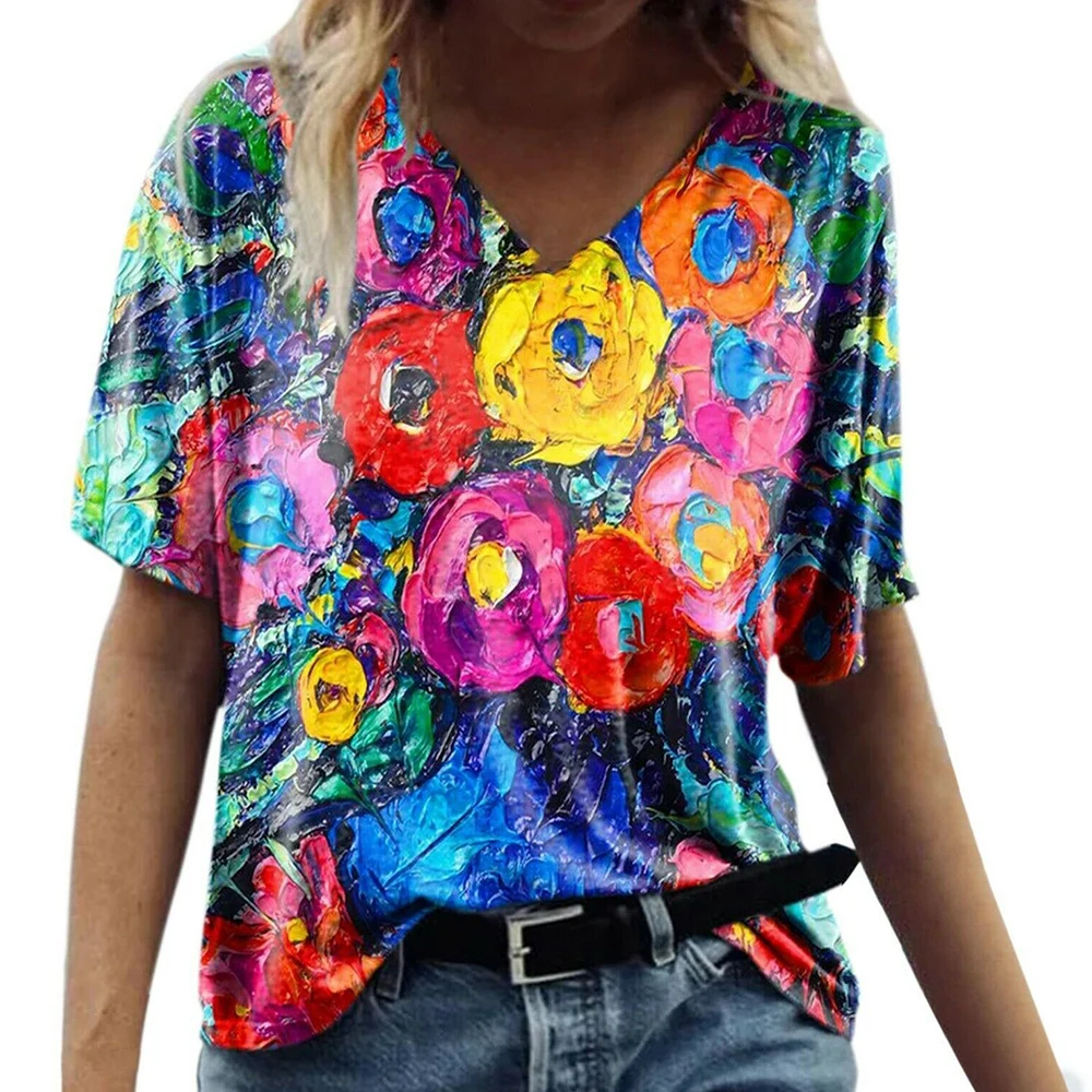 2021 Fashion Summer Women Floral Print T-shirt Casual Short Sleeve Tees Female Clothing Ladies Regular Fit Blouse Pullover S-2XL
2021 Fashion Summer Women Floral Print T-shirt Casual Short Sleeve Tees Female Clothing Ladies Regular Fit Blouse Pullover S-2XL