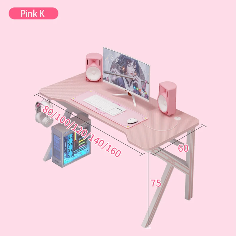 Armor Pink K-type Gaming Desk 100x60x75cm Computer Desktop Table Girl Home Lovely Chair Set Leg Z 2021 Hot Sale Double Line Hole
Armor Pink K-type Gaming Desk 100x60x75cm Computer Desktop Table Girl Home Lovely Chair Set Leg Z 2021 Hot Sale Double Line Hole
