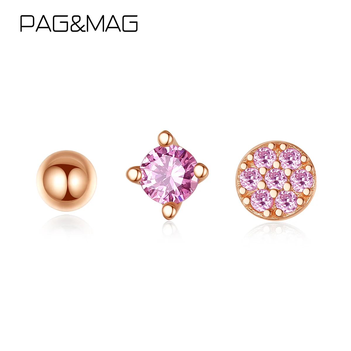 PAG&MAG 3 pairs/set 925 Sterling Silver Cubic Zirconia Round Stackable Stud Earring Set for Women Girls Jewelry Valentine's Day
PAG&MAG 3 pairs/set 925 Sterling Silver Cubic Zirconia Round Stackable Stud Earring Set for Women Girls Jewelry Valentine's Day