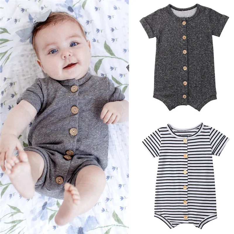 Newborn Baby Clothes Boys Girls Button Stripes Romper Baby Solid Romper Jumpsuit Baby Clothes Outfits for 0-24Months
Newborn Baby Clothes Boys Girls Button Stripes Romper Baby Solid Romper Jumpsuit Baby Clothes Outfits for 0-24Months