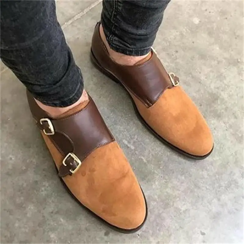 Men Shoes Handmade Brown PU Stitching Imitation Suede Retro Double Buckle Fashion Trend Business Casual Dress Monk Shoes 6KF663
Men Shoes Handmade Brown PU Stitching Imitation Suede Retro Double Buckle Fashion Trend Business Casual Dress Monk Shoes 6KF663