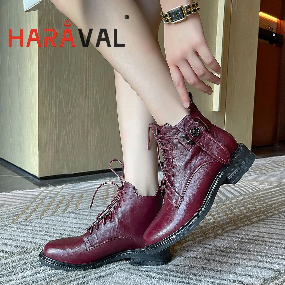 HARAVAL Women Ankle Boots Shoes Black Red Motorcycle Boots Genuine Leather Fashion Elegant Spring Autumn Shoes Women E342L
HARAVAL Women Ankle Boots Shoes Black Red Motorcycle Boots Genuine Leather Fashion Elegant Spring Autumn Shoes Women E342L