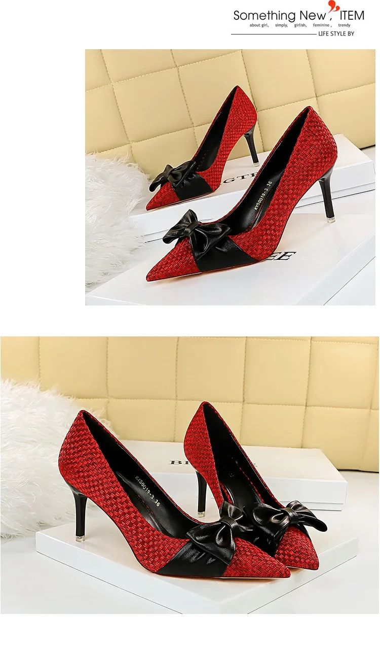 2021 Women Pumps Sexy High Heels Shoes Fashion Pointed Toe Wedding Shallow mouth Weave PU pointed Classics butterfly 
2021 Women Pumps Sexy High Heels Shoes Fashion Pointed Toe Wedding Shallow mouth Weave PU pointed Classics butterfly