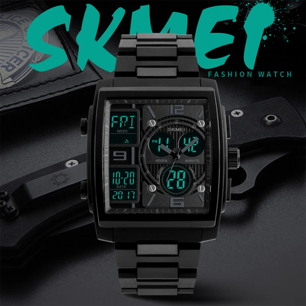 

SKMEI 1274 Men 5ATM Waterproof Students Quartz Wristwatch Digital Alarm Year Date EL Backlight Chronograph EL lighting chip