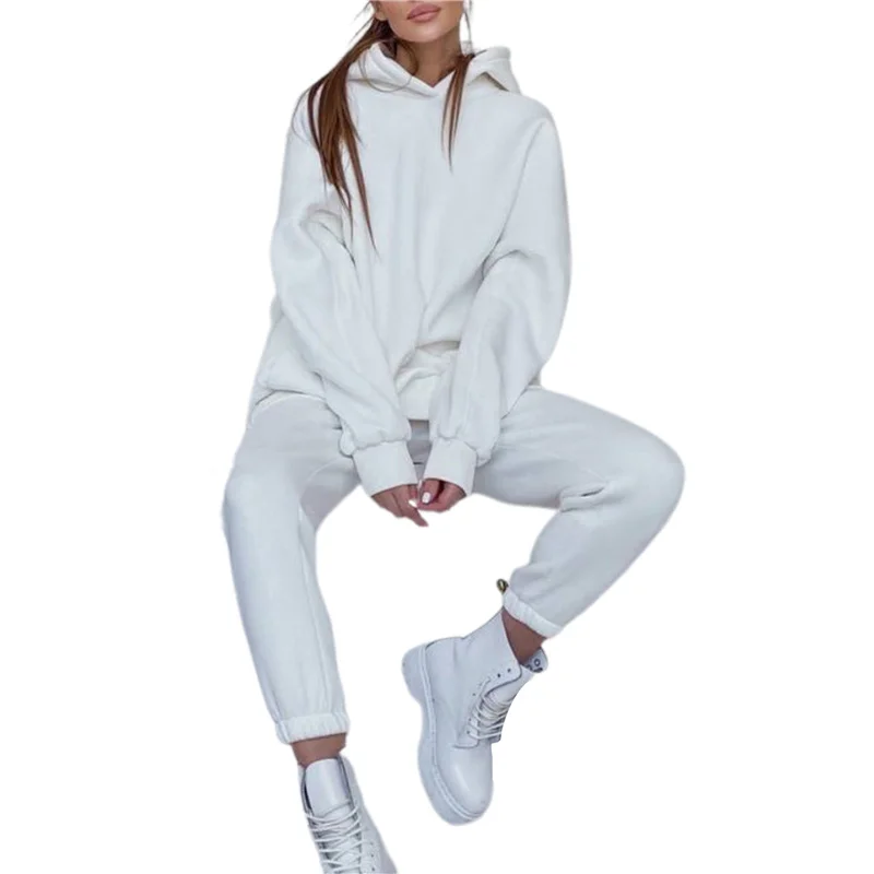 Women Set Sport Suit Gymwear Clothes Long Sleeve Gym Solid Color Hooded Pullover Loose High Waist Pants 2pcs Sports Outfits 
Women Set Sport Suit Gymwear Clothes Long Sleeve Gym Solid Color Hooded Pullover Loose High Waist Pants 2pcs Sports Outfits