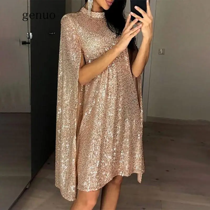 Платье женское средней длины с блестками, вечернее элегантное модное свободное платье с рукавами-накидками, весна-лето
Платье женское средней длины с блестками, вечернее элегантное модное свободное платье с рукавами-накидками, весна-лето