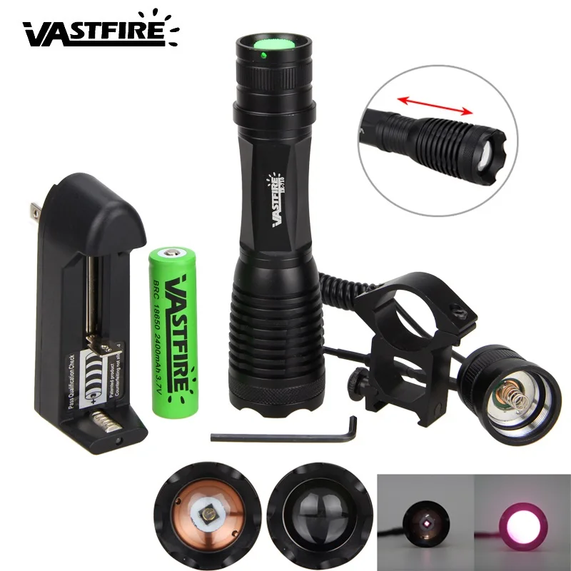 

LED Zoomable Focus 3W Infrared Light Flashlight Hunting Torch Night Vision IR lamp 850nm Tactical Hunting Torch+Gun Mount+18650