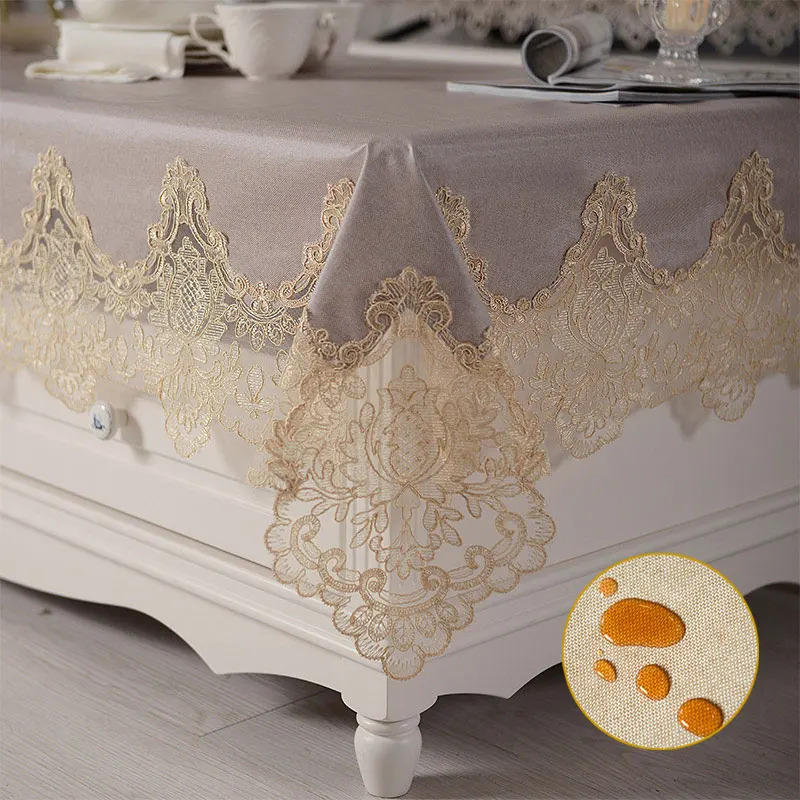 European Table Cover Waterproof PVC with Lace Rectangular Square Stain Resistant Tablecloth Dinning Coffee Tea for Kitchen Party 
European Table Cover Waterproof PVC with Lace Rectangular Square Stain Resistant Tablecloth Dinning Coffee Tea for Kitchen Party