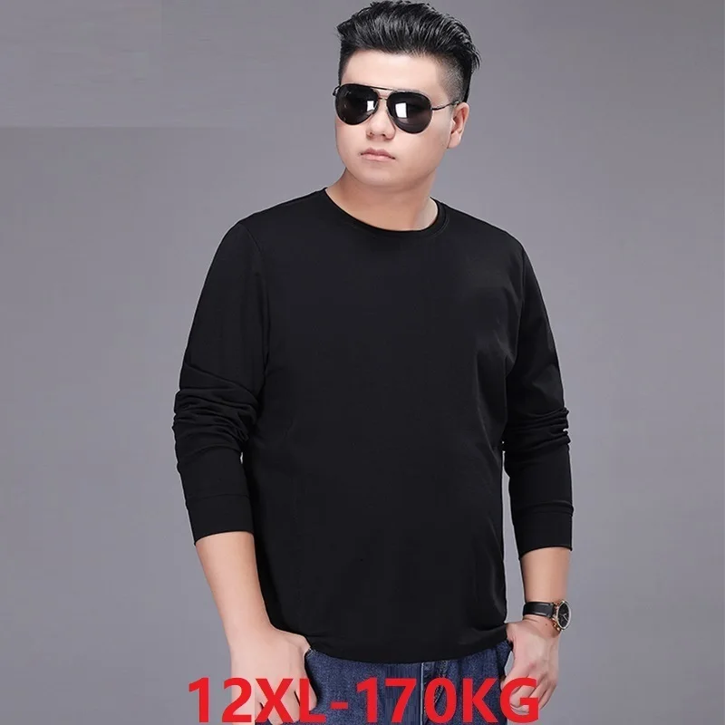 Зима Большой Размеры 5XL 8XL Для мужчин хлопковая футболка с длинным рукавом Нижнее