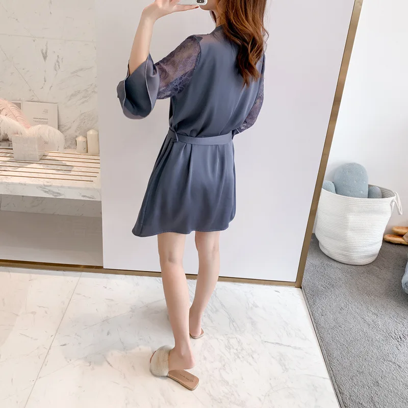 Casual Loose Kimono Bathrobe Gown Wedding Robe Set Women Summer Satin Sleepwear Bride Bridesmaid Nightdress Sexy Home Dress 
Casual Loose Kimono Bathrobe Gown Wedding Robe Set Women Summer Satin Sleepwear Bride Bridesmaid Nightdress Sexy Home Dress