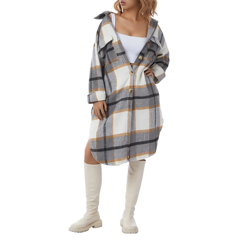 Women's Shirt Coat Plaid Long Coat With Single-breasted Pocket Decoration Loose Version Spring Clothing Autumn Streetwear Y2k
Women's Shirt Coat Plaid Long Coat With Single-breasted Pocket Decoration Loose Version Spring Clothing Autumn Streetwear Y2k