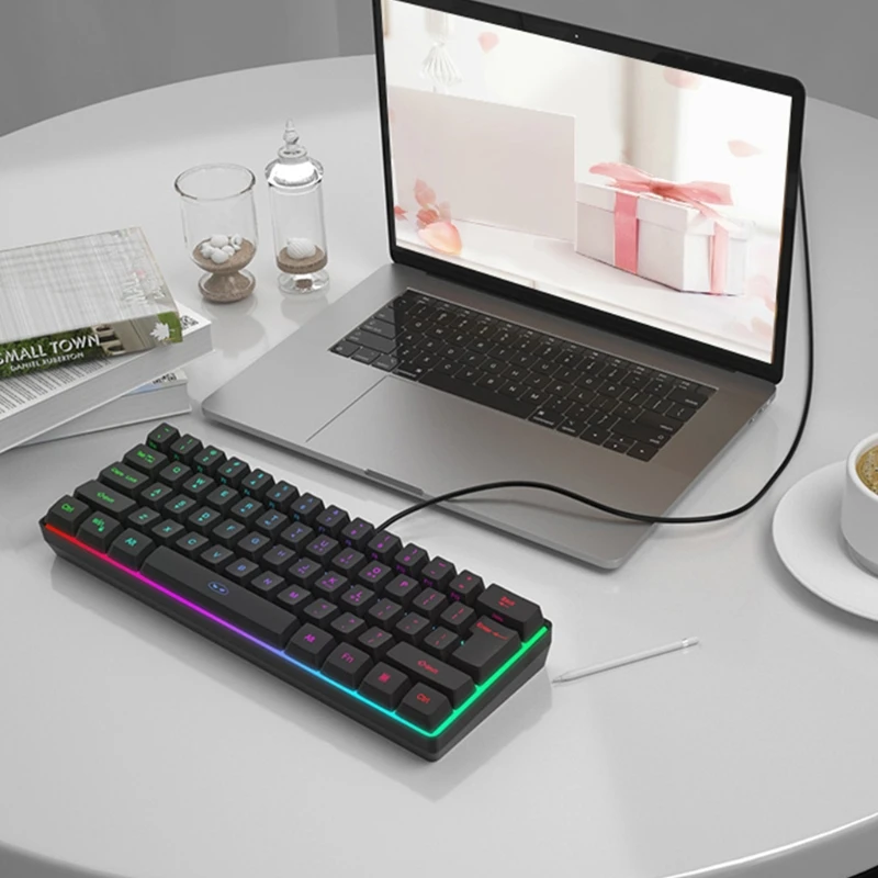 USB Wired 60% Compact Mechanical Keyboard 61 Keys Small Portable Gaming Office Mute Keyboard Side-print for PC Gamers
USB Wired 60% Compact Mechanical Keyboard 61 Keys Small Portable Gaming Office Mute Keyboard Side-print for PC Gamers
