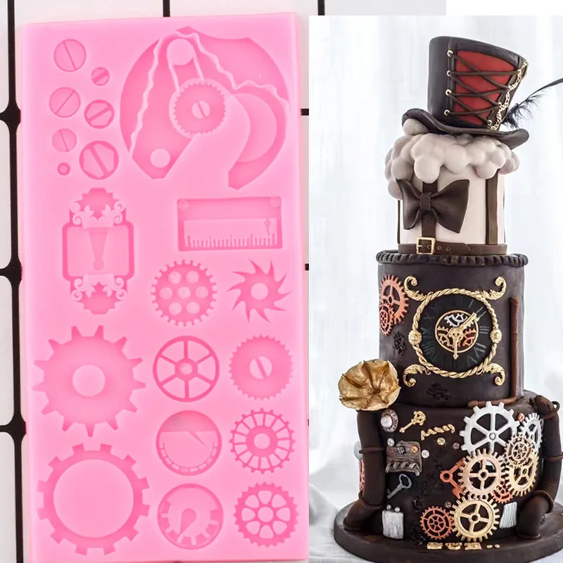 

Mechanical Screw Gears Silicone Mold Steampunk Cupcake Topper Fondant Cake Decorating Tools Candy Clay Chocolate Gumpaste Moulds