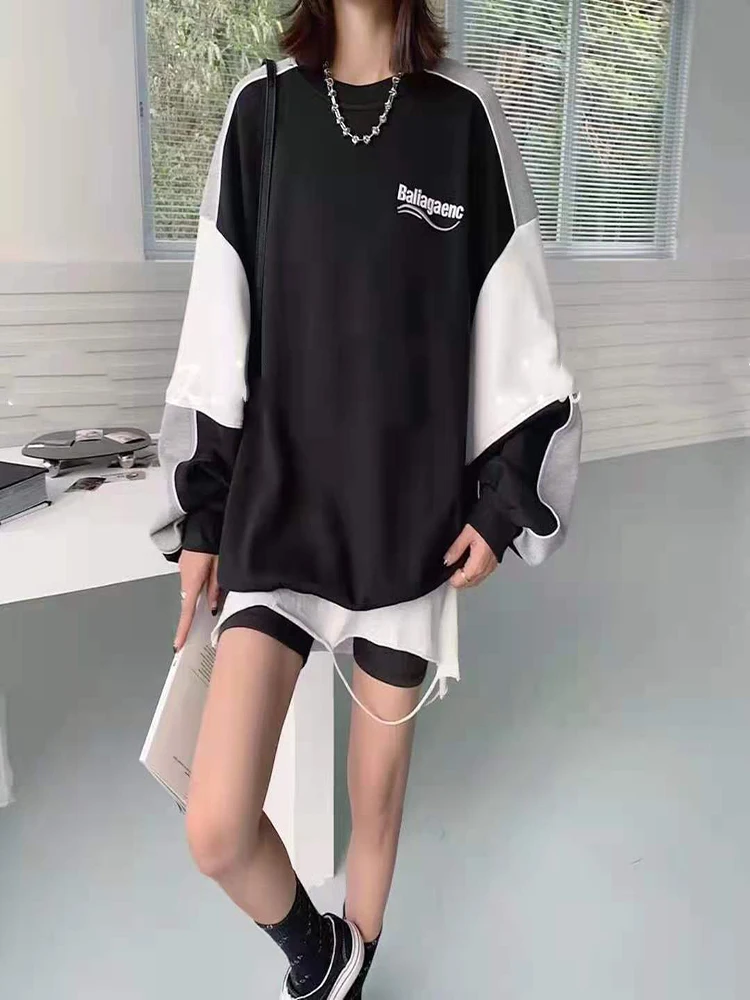 Fall 2021 Tracksuit Tops Color Matching Round Collar Loose Versatile Mid Length Super David Women's Casual Dress Punk
Fall 2021 Tracksuit Tops Color Matching Round Collar Loose Versatile Mid Length Super David Women's Casual Dress Punk